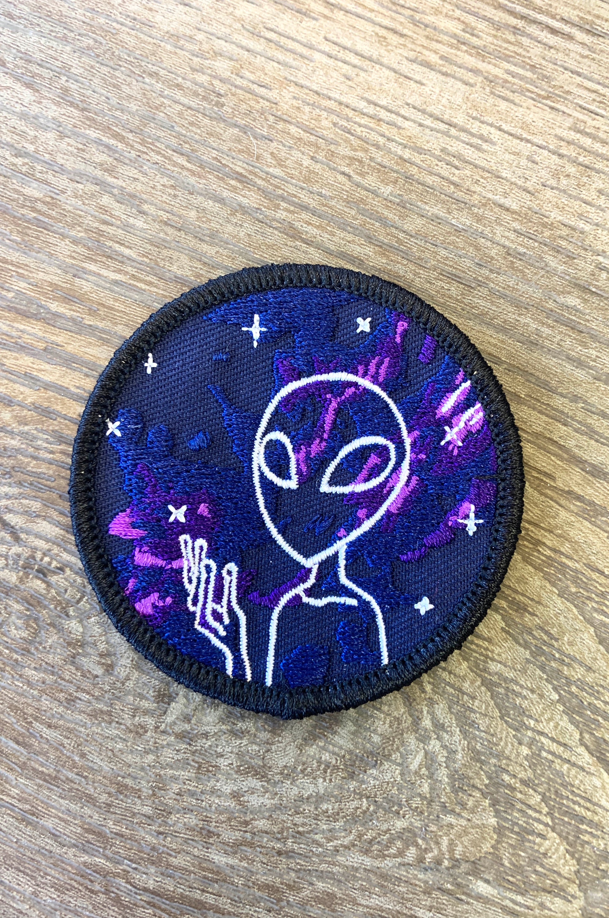 Purple Space Alien Embroidered Patch